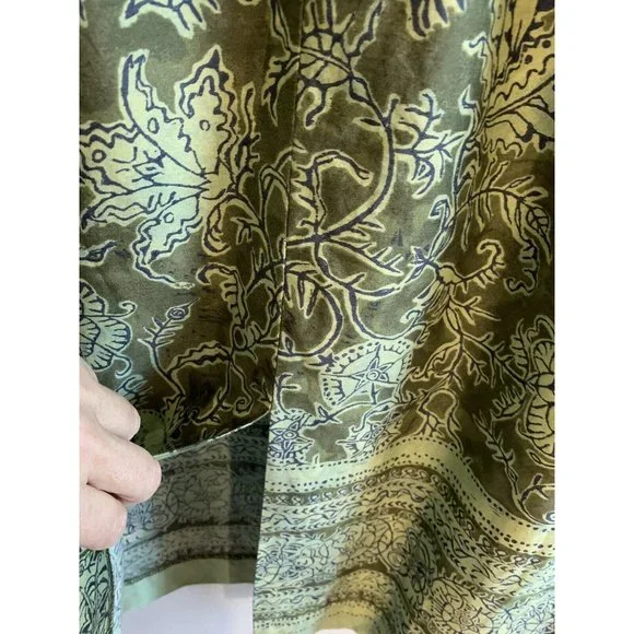 Peruvian Connection Floral Sheath Midi Dress Size 12 Womens Green Pima Cotton - Picture 4 of 12